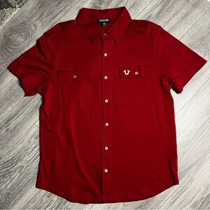 True Religion Red Short Sleeve Button Up Shirt